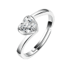 Silver Plated Angel Kiss Heart-shaped Crystal Adjustable Ring